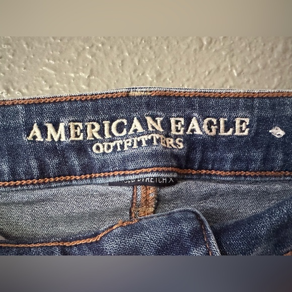 American Eagle Petite Size 00 Mid Waist Raw Hem Blue Denim Jean Mini Skirt NWOT - Picture 7 of 13